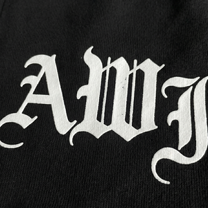 กางเกงวอร์มสีดำสำหรับผู้ชาย เอวยางยืด มีเชือกผูก รุ่น AWJ 05 พิมพ์ลายตัวอักษร สไตล์ลำลอง ผ้าฝ้ายเนื้อปานกลาง สไตล์ฤดูใบไม้ร่วง - Product Image 2