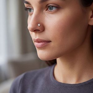 GLEAMORA ENTERPRISE - Piercing de Nariz con Diamante Cultivado en Laboratorio, Corte Brillante en Forma de Flor, Chapado en Oro Amarillo de 14K, Modelo de Lujo para Mujer - Product Image 4