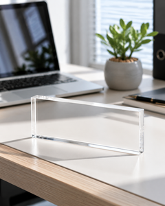 Custom Logo Printed Clear Acrylic Block Display, Solid Lucite Award and Window Signage, Luxury Retail Countertop Display <b>Stand</b> - Product Image 6