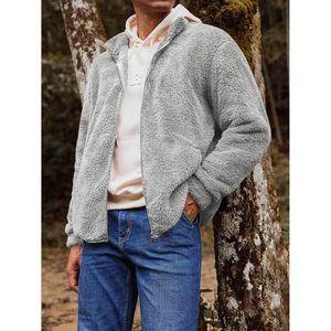2025 chaqueta de Sherpa peluda de talla XS sostenible para hombre, cárdigan de manga larga con cremallera completa, abrigo térmico frontal abierto, prendas de vestir de otoño e invierno - Product Image 2