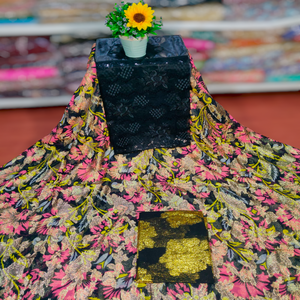 Robe pour filles en mousseline de soie scintillante, motif floral jacquard somalien Fransawidirac, style ethnique classique, dernière tendance - Product Image 1