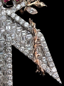 Luxury Women's Rose Gold Plated <b>Statement</b> <b>Necklace</b> 925 Silver Moissanite Letter R Chain Link Hiphop Party Jewelry Unisex - Product Image 6
