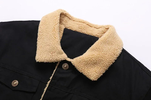 Blouson Bomber en Toile pour Homme, Doublure Sherpa, Couleur Tan, Coupe-Vent Respirant, Vêtement de Travail, Fermeture Éclair, Col Montant, Service OEM, Prêt à Porter - Product Image 6