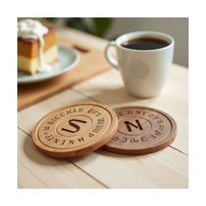 Wholesale Personalized Wooden <b>Coaster</b> Set Custom Logo Engraved Round Wood <b>Drink</b> <b>Coasters</b> for Bar Restaurant Hotel Table Decor - Product Image 5