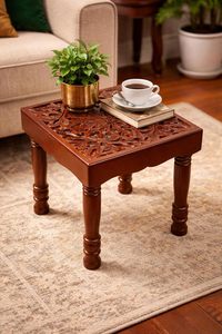 Wood Antique Design Bed Side <b>Table</b>/End <b>Table</b>, <b>Brown</b> - Product Image 3
