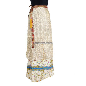 Últimos diseños de faldas personalizadas: Trajes de falda lápiz de moda para mujer, faldas lápiz cruzadas para mujer, faldas largas de seda vintage estilo sari mágico para mujer. - Product Image 5