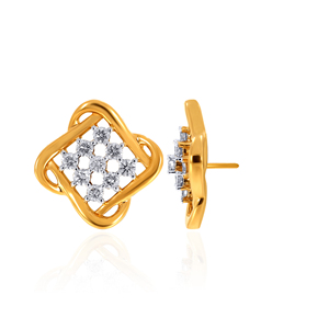 Pendientes de Diamantes Radiant Brilliance, Clásicos de Oro Amarillo con Diamantes Redondos de Corte Brillante, Color G, para Uso Diario de Mujeres - Product Image 3