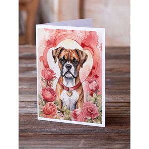 Valentine Roses Boxer Cartes de vœux Lot de 8 capricieux A7 Taille 5x7 Cartes vierges avec enveloppes - Product Image 2