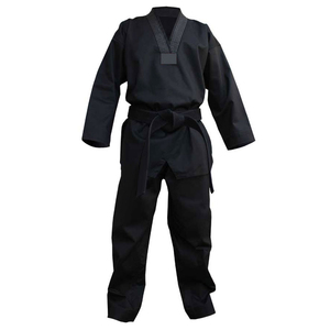 Kimono de karaté noir, longueur intégrale, 100% coton, durable, avec ceinture, pour l'entraînement - Product Image 1