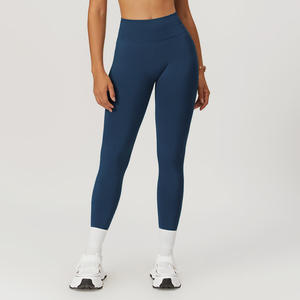 <b>Women's</b> High Waist Seamless <b>Leggings</b> Solid <b>Brown</b> Compression Full Length Knitted Athletic Pants - Product Image 2