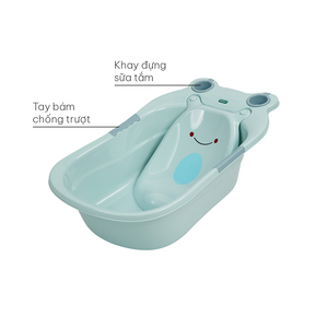 Bañera de Bebé Portátil, Moderna, Ecológica y Segura, de Plástico, en Rosa, Azul y Gris, con Reposacabezas de Dibujos Animados, Marca Halo Rectangle - Product Image 4