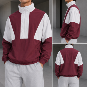 Custom Unisex Long Stand Outdoor Track Suit Lightweight Waterproof Half <b>Zip</b> Pullover Front Running Hiking Eco-Friendly OEM ODM - Product Image 2