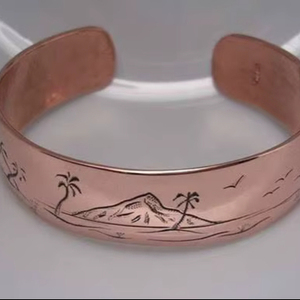 Hand wear <b>copper</b> magnetic <b>bracelet</b> new vintage etching design unisex luxury indian crafted - Product Image 1