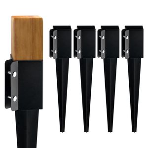Set di 4 Picchetti di Ancoraggio per Recinzioni in Metallo Verniciato a Polvere Nera, 24 x 4 x 4 Pollici, Diametro Esterno 3,5 x 3,5, Diametro Interno - Product Image 1