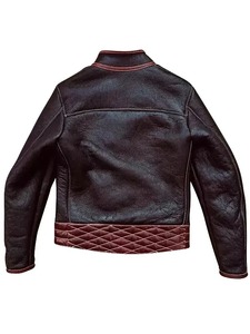เสื้อแจ็คเก็ตหนังสีน้ำตาลทรงไม่สมมาตรสำหรับผู้ชาย - Product Image 2