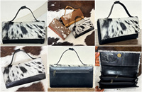 Nouvelle vente chaude Designer en cuir de vachette véritable pochette sac à main pochette portefeuille cheveux noirs sur cacher portefeuilles en cuir cadeau pour les femmes