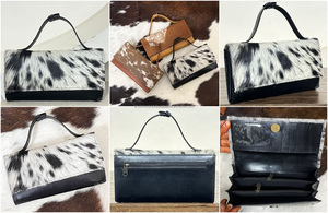 New Hot Selling Designer Genuine Cowhide Leather Clutch Purse Pouch <b>Wallet</b> Black Hair on Hide Leather <b>Wallets</b> Gift for Women's - Product Image 3