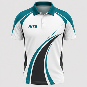 Chemise décontractée bleue pour homme RITS à manches courtes avec poche, en tissu tricoté polyester/coton écologique, séchage rapide et respirant - Product Image 4