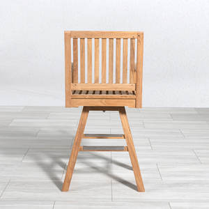 Chaise de bar d'extérieur en teck massif avec accoudoirs, style moderne et minimaliste, fournisseur de mobilier de bar pour jardins et complexes hôteliers - Product Image 4