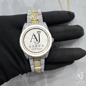 Luxury Diamond Inlay ETA <b>Mechanical</b> <b>Watch</b> 30mm Luminous Dial Stainless Steel Two-Tone Bracelet Date Display Unisex Fashion Gift - Product Image 1