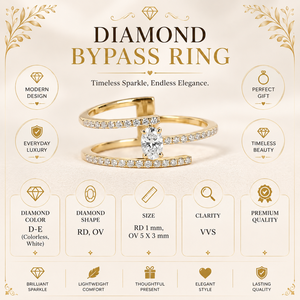 แหวนทองคำ 18K ประดับเพชรทรงรีเพาะเลี้ยงแบบ Bypass |   เครื่องประดับหมั้นแบบวงเปิดประดับเพชรแบบพาเว่ |   แหวนดีไซน์สวยแรงบันดาลใจจากธรรมชาติสำหรับผู้หญิง - Product Image 6