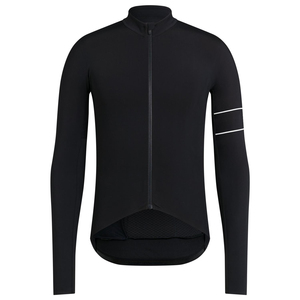 Customized <b>Men's</b> <b>Long</b> <b>Sleeve</b> <b>Cycling</b> <b>Jersey</b> Black White Full Zip Breathable Quick Dry 100% Polyester 180g Road Bike Fit - Product Image 1