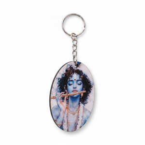 Krishna <b>Keychain</b> Oval Shape DIY Sublimation Plastic Key Chain Custom Design <b>Personalized</b> - Product Image 1