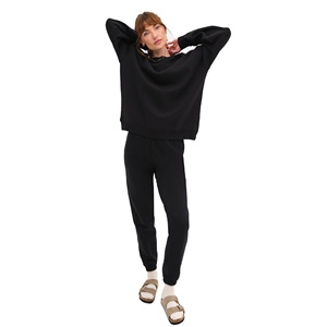 Femmes 300 Gsm Double Face Coton Ras Du Cou Sweats Unisexe Surdimensionné Pull À Capuche Hiver Avant Imprimé Goutte Épaule - Product Image 5