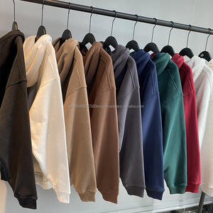 H5517 fabricante de ropa suministro al por mayor personalizado 360 Gsm polar forrado sudaderas con capucha de gran tamaño botón cuello sudaderas con capucha - Product Image 4