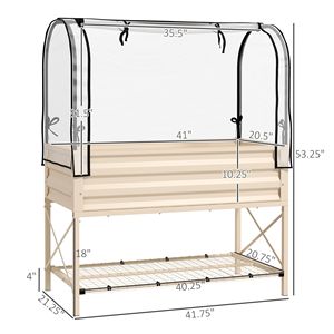 Fioriere Verticali in Metallo per Giardino, Vaso Rialzato con Ripiano Inferiore, Letto da Giardino Rialzato con Gambe, Copertura Inclusa con Rivestimento - Product Image 3