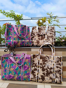 Women's Quilted Tote Bag Cotton Weekender Bag Handmade Travel Carry On Eco-friendly <b>Laptop</b> Tote Bag Grocery Lady Shoulder Tote - Product Image 1