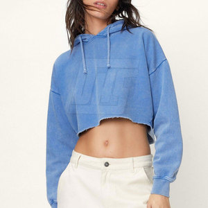 Hoodies courts pour femmes de qualité supérieure, style moderne, matière en coton mélangé doux, parfaits pour la salle de sport et les looks quotidiens. - Product Image 2