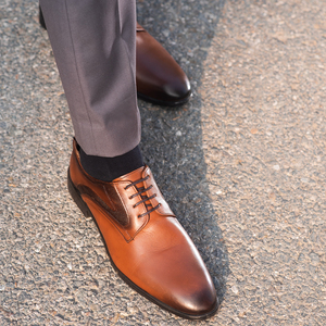 Men’s Classic Designer Leather Dress Shoes in Bold Brown All Seasons Formal Wear - Leather Shoes Brown - Product Image 4