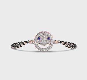 Pulsera de Diamantes Cultivados en Laboratorio para Mujer, Estilo Vintage, Chapada en Rodio, Certificada por IGI, Mangal Sutra, Oro Amarillo/Blanco/Rosa de 14K, Brillante - Product Image 3
