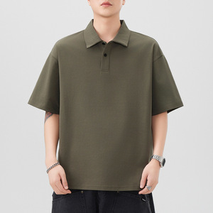 Camisa de Punto Sólida de Verano para Hombre de Alta Gama, Marca de Moda, Casual, Holgada, Manga Corta, 100% Algodón, Antiarrugas, Antipilling, Secado Rápido - Product Image 6