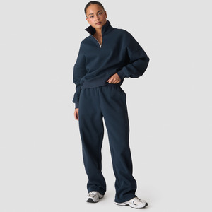 Top Selling OEM Custom Logo Women's <b>Crewneck</b> Sweatshirt & Jogger Women's Tracksuits Cotton Breathable Women's Jogging Sweatsuits - Product Image 1