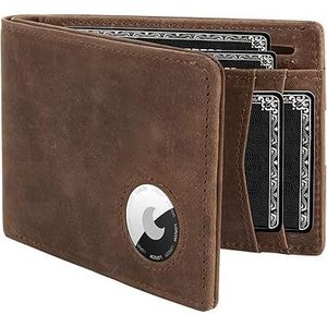 For AirTag Men's Bifold Minimalist Full Grain Leather <b>Wallet</b> with <b>RFID</b> Blocking Front Pocket ID Window - Product Image 1