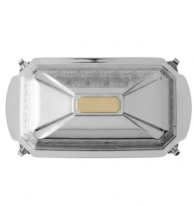 Plateau à beurre rectangulaire en argent avec couvercle, artisanal, motif gravé vintage, vaisselle de cuisine - Product Image 5