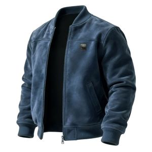<b>Men's</b> Stand-up Collar Genuine <b>Leather</b> Bomber <b>Jacket</b> Breathable Windproof American-style Retro Versatile Trendy Brand Zipper - Product Image 1
