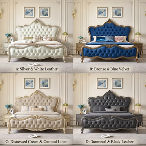 Cama Tapizada de Lujo con Diseño Tufted, Estructura de Madera Sólida en Terciopelo Azul, Muebles de Dormitorio de Diseño, Regalo Personalizado OEM - Product Image 6
