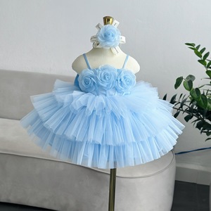 Vestido de Princesa con Detalle de Rosas para Niñas de 57 Pulgadas, con Tirantes Ajustables y Falda de Tul Esponjosa de Múltiples Capas, para Cumpleaños y Eventos Especiales - Product Image 5