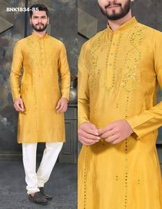 Ocassional wear Viscose with Real Mirror work Readymade Full-Sleeve <b>Kurta</b>-Semi Cotton Payjama At Wholesale Rate - Product Image 3
