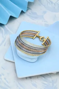 Pulsera de cadena en capas multicolor para mujer - Product Image 3