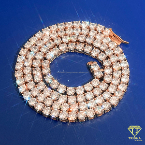 Luxury Round Cut Moissanite Diamond Tennis Chain 925 Sterling Silver Gold Tone <b>Fashion</b> <b>Necklace</b> - Product Image 5