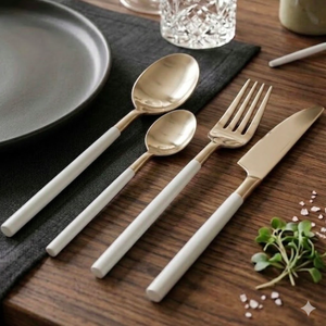 Ensemble de couverts en acier inoxydable couleur or champagne, poli miroir, pour mariage, restaurant, location de vaisselle - Product Image 6
