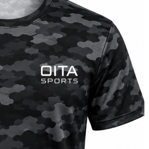 Camiseta Deportiva Personalizada con Camuflaje Negro para Hombre, Manga Corta, Cuello Redondo, Estampado de Camuflaje, para Entrenamiento Deportivo, Gimnasio, Ejercicio, Ropa Deportiva de Alto Rendimiento - Product Image 4