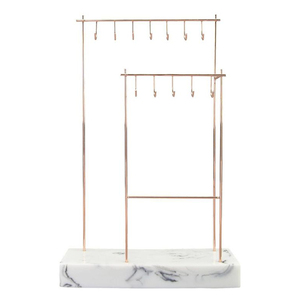 Support de présentation de bijoux en métal personnalisé avec base en marbre, forme géométrique, accessoire décoratif pour la maison, style classique - Product Image 1