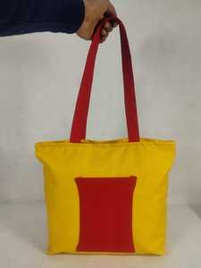 Casual <b>Long</b> Handle Cotton Canvas Tote <b>Bag</b> with Front Pocket - Product Image 1