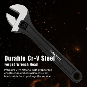 Clé à molette réglable en acier au carbone, traitement thermique complet, anti-corrosion, oxyde noir, garantie 1 an, qualité industrielle pour le bricolage et l'OEM - Product Image 2