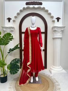 TENNECY Vestido de Novia Casual Largo hasta el Suelo de Georgette Sintética para Mujer, Conjunto Kurta Elástico de Secado Rápido, Sin Arrugas, Materiales Reciclados - Product Image 5